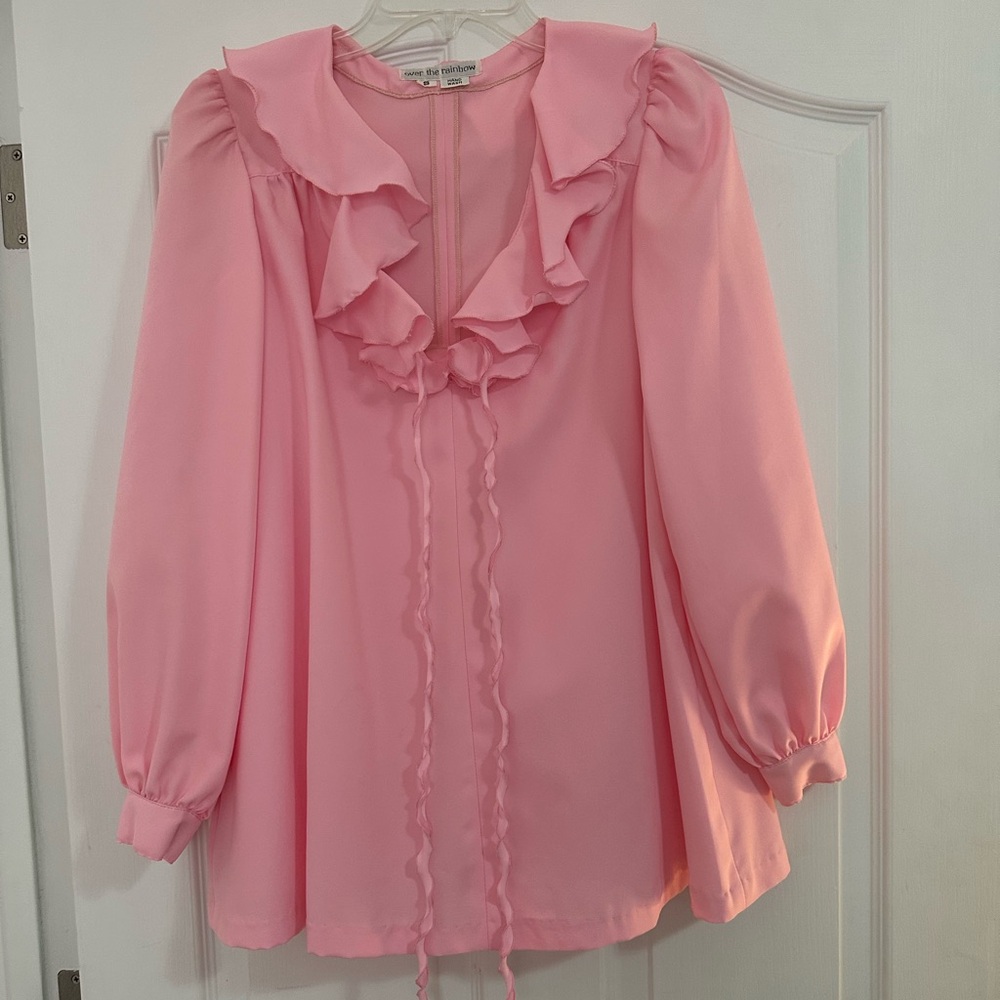 Vintage’ Over the Rainbow- Women’s 1960’ Ruffled Blouse. Size Small